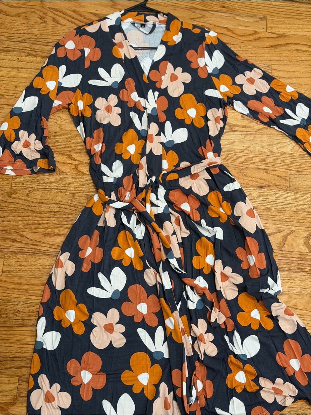 Women’s Robe | Maternity Gown | Orange & Cream Flowers